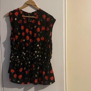 Banana Republic Black and Red Floral Blouse